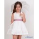 Nekenia Verano Vestido niña Ceremonia Blanco Fajín Rosa