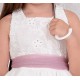 Nekenia Summer Girl White Ceremony Dress Pink Tulle Sash