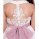 Nekenia Verano Vestido niña Ceremonia Blanco Fajín Rosa