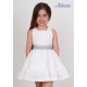 Nekenia Verano Vestido niña Ceremonia Blanco Fajín Verde
