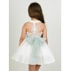 Nekenia Verano Vestido niña Ceremonia Blanco Fajín Verde