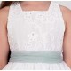 Nekenia Verano Vestido niña Ceremonia Blanco Fajín Verde