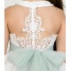 Nekenia Summer Girl White Ceremony Dress Green Tulle Sash