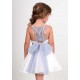 Nekenia Summer Girl White Ceremony Dress Blue Tulle Sash