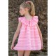 Vera Verano Vestido niña Rayas Rosa Flúor