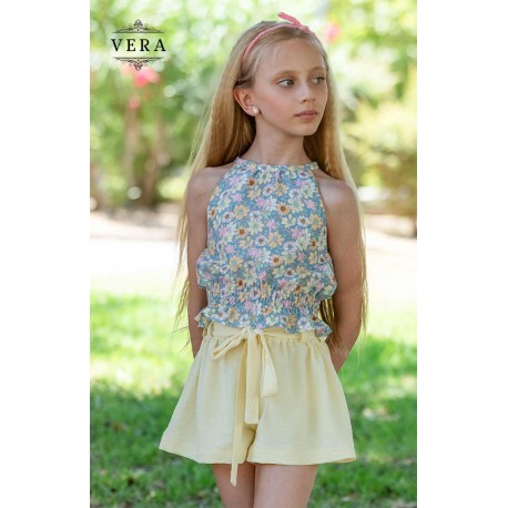 Vera Verano Conjunto niña Flores Amarillo