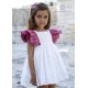 DBB Collection Verano Vestido niña Blanco y Buganvilla
