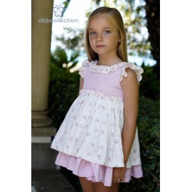 DBB Collection Verano Vestido niña Rosa y Blanco