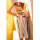 Cocote Summer Girl Multicolor Stripes Romper Red