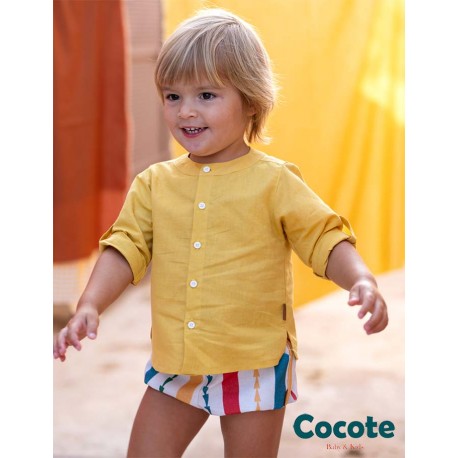 Cocote Verano Conjunto bebé niño Mostaza Rayas Multicolor Rojo