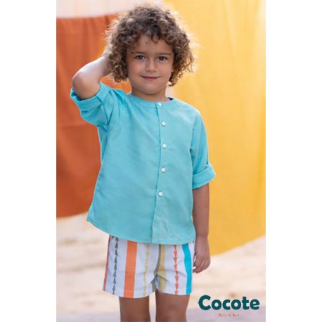 Cocote Summer Boy Turquoise Set Orange Multicolor Stripes