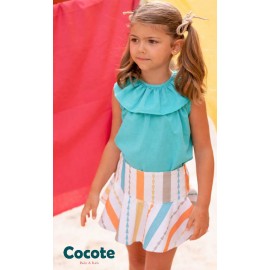 Cocote Summer Girl Turquoise Set Orange Multicolor Stripes
