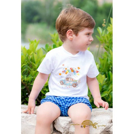 Pequeños Piratas Winter Baby Boy Set Electric Blue Squares