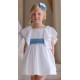 Miranda Summer Girl White Dress Plumetis Blue Tulle