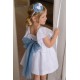 Miranda Verano Vestido niña Blanco Plumeti Tul Azul
