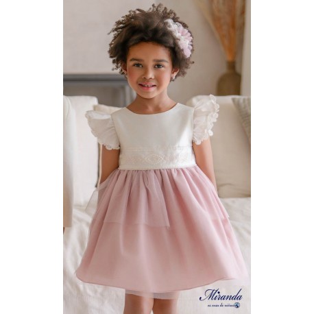Miranda Summer Girl Beige and Pink Dress Tulle Skirt