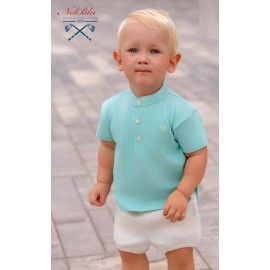 Nel Blu Verano Conjunto bebé niño Verde Agua y Crema