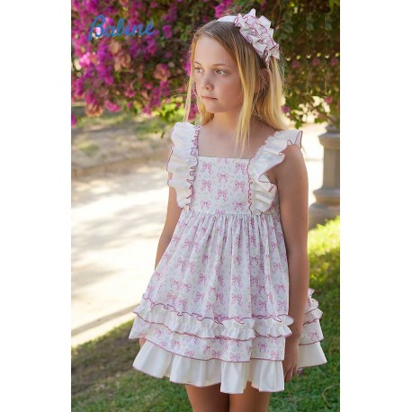 Babiné Verano Vestido niña Blanco Lazos