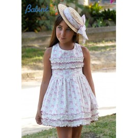 Babiné Summer Girl White Dress Ties Ruffles in Chest