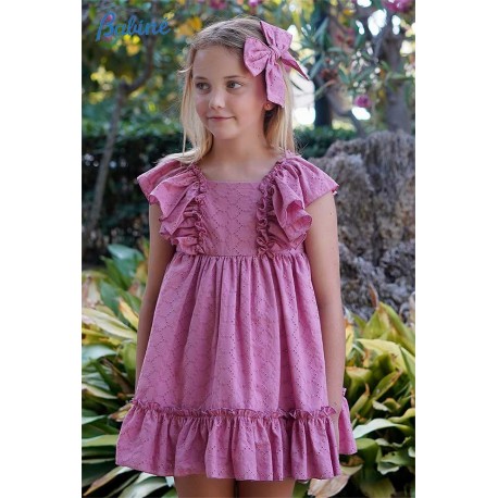 Babiné Verano Vestido niña Perforado Rosado