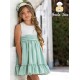 Abuela Tata Summer Girl Beige and Green Flared Dress