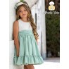 Abuela Tata Verano Vestido niña Vuelo Crudo y Verde