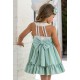 Abuela Tata Verano Vestido niña Vuelo Crudo y Verde