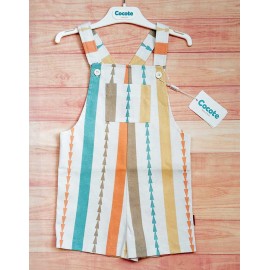 Cocote Summer Boy Multicolor Stripes Overalls Orange