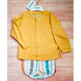 Cocote Summer Baby Boy Ocher Set Orange Multicolor Stripes
