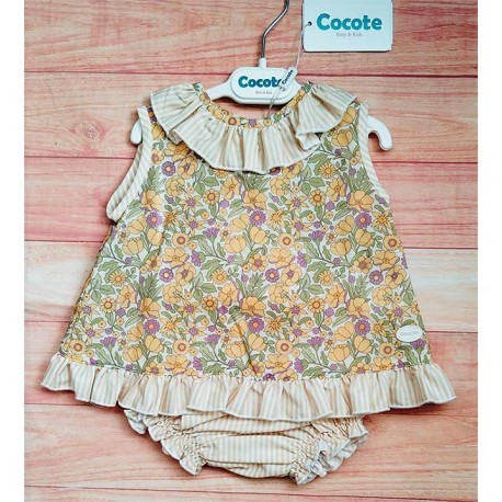 Cocote Verano Jesusito bebé niña Flores Amarillo