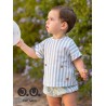 Jose Varon Summer Baby Boy Blue Striped Set Flowers