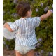 Jose Varon Summer Baby Boy Blue Striped Set Flowers