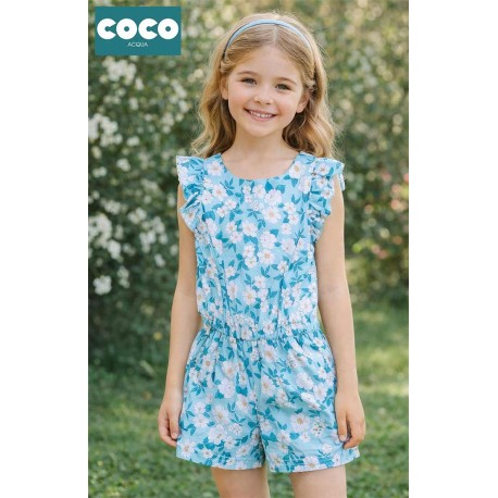 Coco Acqua Verano Mono niña Flores Lazo Mostaza
