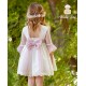 Abuela Tata Verano Vestido niña Ceremonia Crudo Fajín Rosa