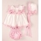 Cocote Verano Vestido bebé niña Blanco Topos y Rayas Rosas