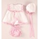 Cocote Verano Vestido bebé niña Blanco Topos y Rayas Rosas