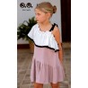 José Varón Verano Vestido niña Blanco y Malvarrosa