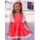 Miranda Verano Vestido niña Coral Volantes Blancos