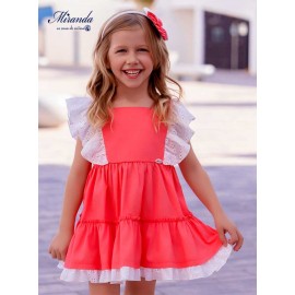Miranda Summer Girl Corale Dress White Ruffles
