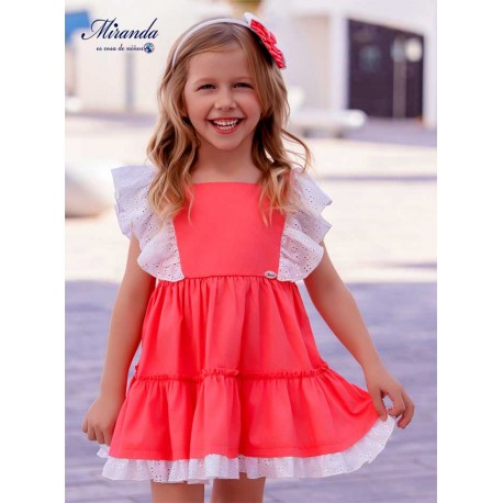 Miranda Summer Girl Corale Dress White Ruffles