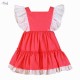 Miranda Verano Vestido niña Coral Volantes Blancos