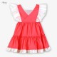 Miranda Verano Vestido niña Coral Volantes Blancos