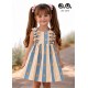 Jose Varon Summer Girl Dress Blue and Ocher Stripes