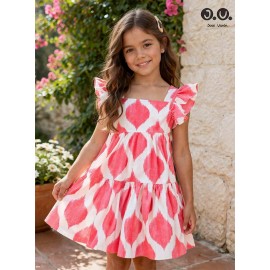 José Varón Verano Vestido niña Rombos Fucsia
