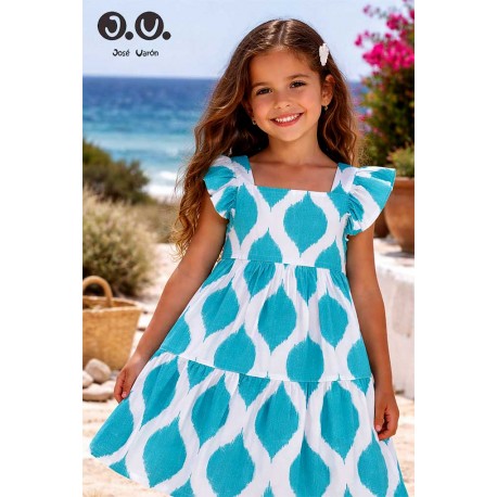 Jose Varon Summer Girl Dress Turquoise Diamonds