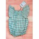 Jose Varon Summer Baby Girl Water Green Squared Overalls