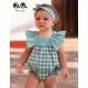 Jose Varon Summer Baby Girl Water Green Squared Overalls