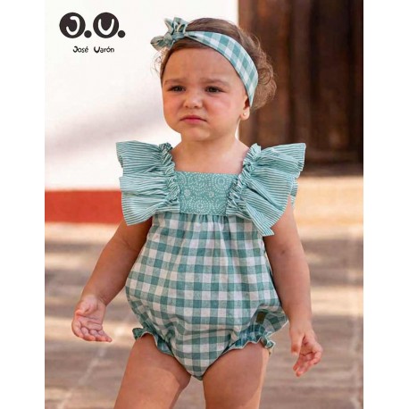 José Varón Verano Ranita bebé niña Vichy Verde Azulado