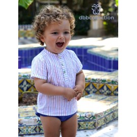 DBB Collection Summer Baby Boy White and Electric Blue Set Stripes