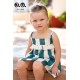 Jose Varon Summer Girl Beach Dress Dark Green Stripes